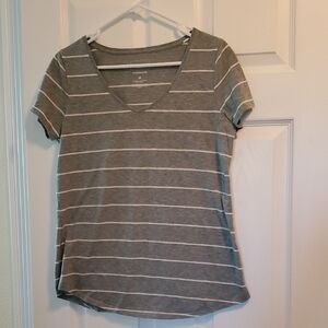 Sonoma Gray Striped V-Neck T-Shirt